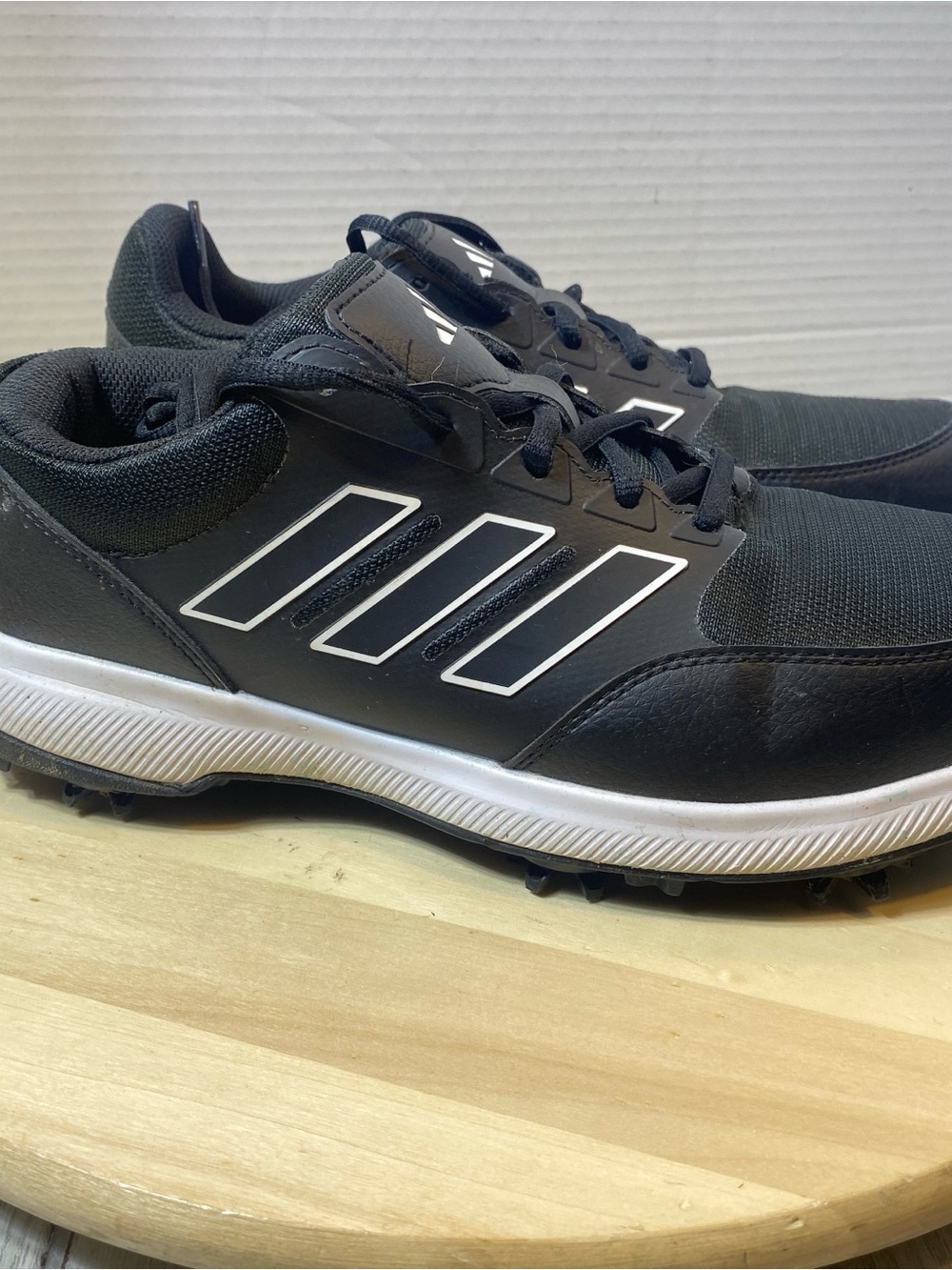 Adidas Tech Response 3.0 Mens Golf Shoes Size 9 Black White GV6890 Spiked Cleats